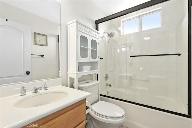 18102 Flynn Dr Unit 4602, Canyon Country, CA 91387 - bathroom with toilet, shower / bath combination with glass door, and vanity