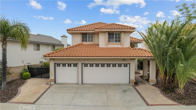 19752 Sierra Meadows Ln, Porter Ranch, CA 91326 - mediterranean / spanish house with driveway, stucco siding, and a tiled roof