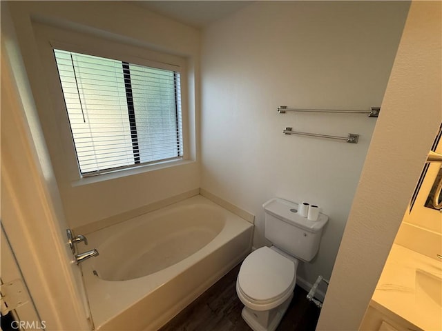 15332 Tuscola Rd, Apple Valley, CA 92307 - full bath featuring toilet, a garden tub, and wood finished floors