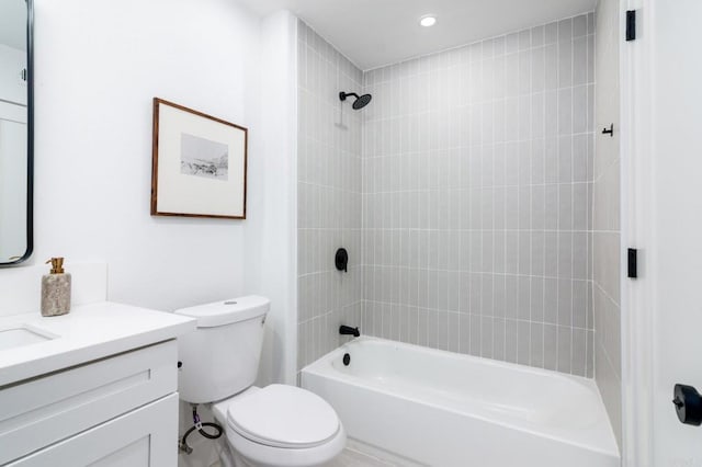 4161 Rhodes Way, Oceanside, CA 92056 - full bathroom with vanity, tub / shower combination, toilet, and recessed lighting