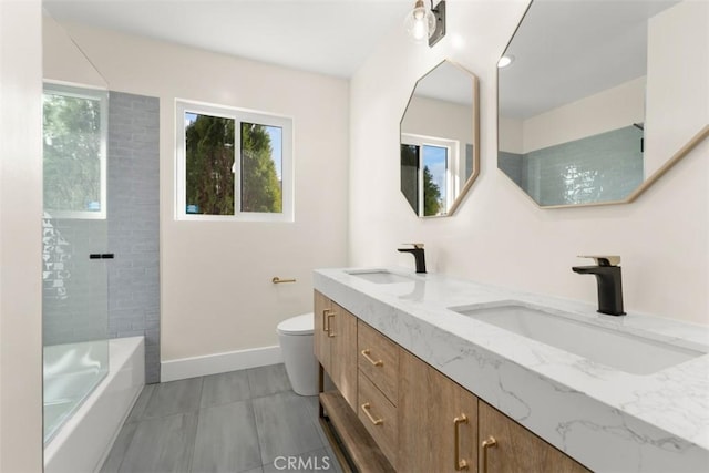 60468 Latham Trl, Joshua Tree, CA 92252 - bathroom featuring healthy amount of natural light, double vanity, toilet, and baseboards