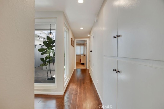 2486 Napoli Way, Costa Mesa, CA 92627 - corridor featuring hardwood / wood-style floors, recessed lighting, and baseboards