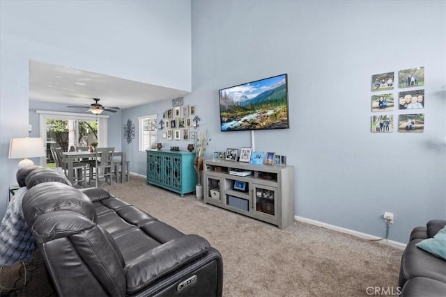 6600 Montresor Pl, Rancho Cucamonga, CA 91737 - living area with carpet floors, baseboards, and ceiling fan