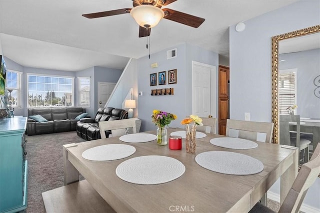 6600 Montresor Pl, Rancho Cucamonga, CA 91737 - carpeted dining room featuring ceiling fan