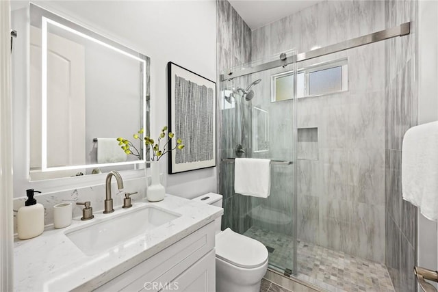 4840 Temple City Blvd, Temple City, CA 91780 - bathroom featuring toilet, a shower stall, and vanity