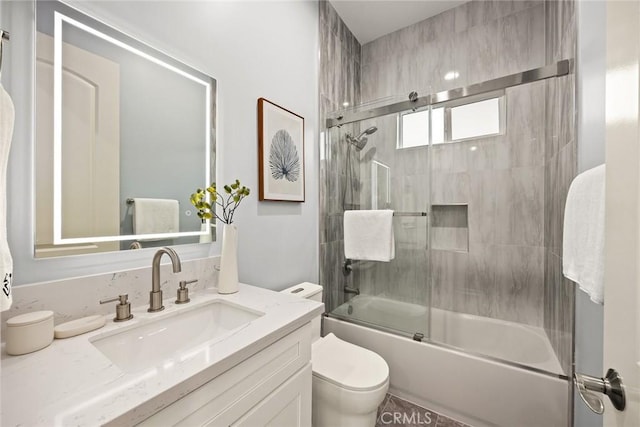 4840 Temple City Blvd, Temple City, CA 91780 - full bathroom featuring toilet, vanity, and shower / bath combination with glass door