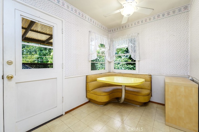 2407 E Walnut Crk, West Covina, CA 91791 - sitting room with wallpapered walls, a ceiling fan, and baseboards