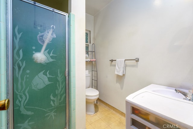 2407 E Walnut Crk, West Covina, CA 91791 - full bathroom with toilet, tile patterned flooring, a stall shower, and vanity