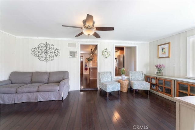6903 E Driscoll St, Long Beach, CA 90815 - living room with wood-type flooring and ceiling fan