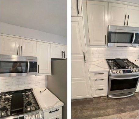 1741 Tustin Ave Unit 5, Costa Mesa, CA 92627 - kitchen with stainless steel appliances, light stone countertops, and backsplash