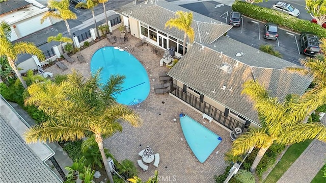 1741 Tustin Ave Unit 2A, Costa Mesa, CA 92627 - aerial view of property and surrounding area with a pool area