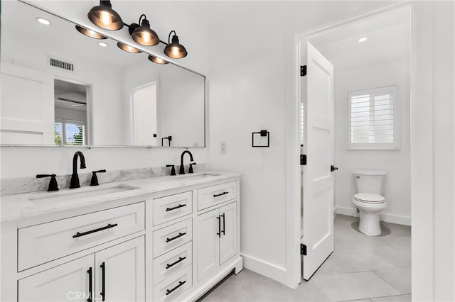 1741 Tustin Ave Unit 2A, Costa Mesa, CA 92627 - full bathroom featuring double vanity, recessed lighting, and tile patterned flooring