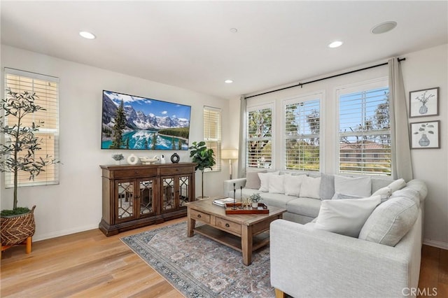 410 N Tapia Ln, Brea, CA 92821 - living room featuring light wood finished floors, baseboards, and recessed lighting