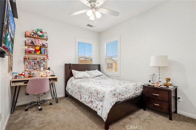 410 N Tapia Ln, Brea, CA 92821 - bedroom featuring light colored carpet, baseboards, and a ceiling fan