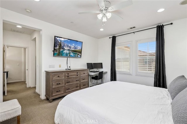410 N Tapia Ln, Brea, CA 92821 - bedroom featuring carpet, recessed lighting, baseboards, and a ceiling fan