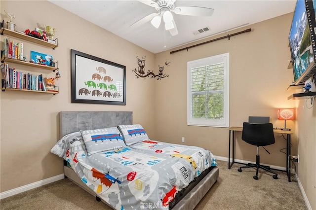 410 N Tapia Ln, Brea, CA 92821 - bedroom featuring carpet, baseboards, and ceiling fan