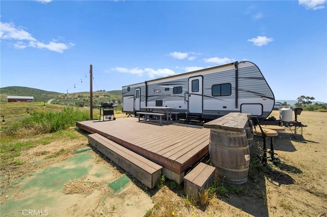 32955 Buckskin Rd, Temecula, CA 92592 - wooden deck featuring grilling area