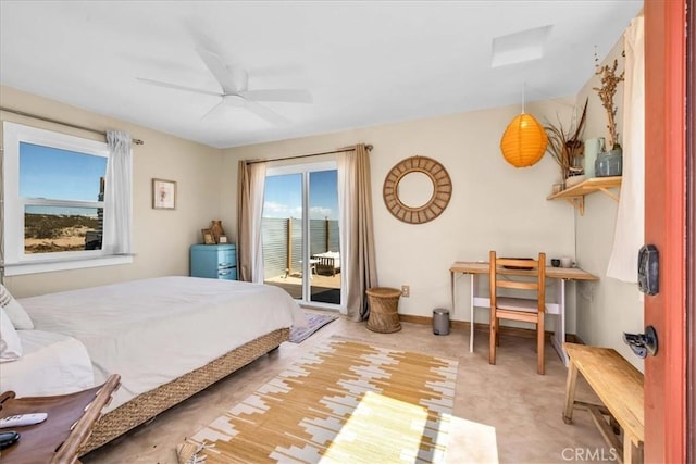 68365 Emerald Dr Unit 29, Palms, CA 92277 - bedroom with access to outside, ceiling fan, and baseboards