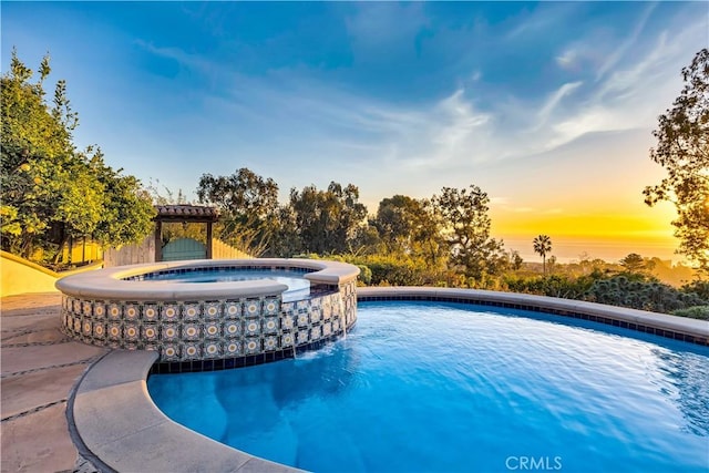 802 Rembrandt Dr, Laguna Beach, CA 92651 - pool at dusk with a pool with connected hot tub