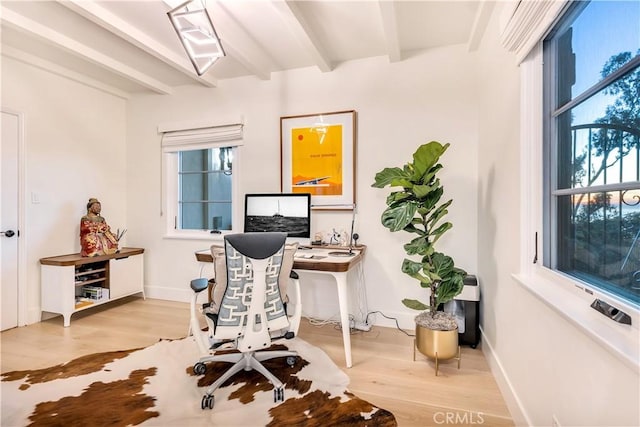 802 Rembrandt Dr, Laguna Beach, CA 92651 - office space featuring beam ceiling, wood finished floors, and baseboards