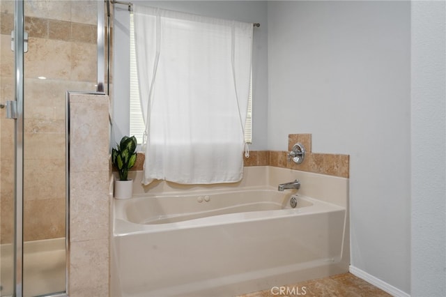 16741 Tim Ln, Van Nuys, CA 91406 - bathroom with a garden tub and a shower stall