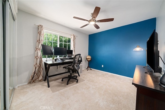 16741 Tim Ln, Van Nuys, CA 91406 - carpeted office with a ceiling fan and baseboards