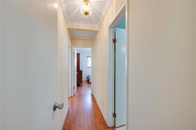 1200 N Cypress St, La Habra Heights, CA 90631 - corridor with light wood-style flooring, baseboards, and crown molding