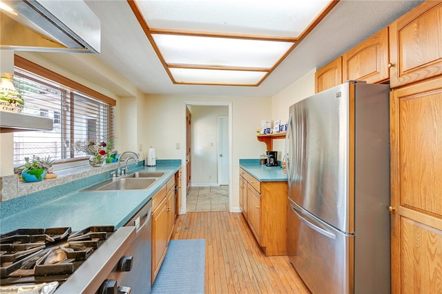 1200 N Cypress St, La Habra Heights, CA 90631 - kitchen featuring stainless steel appliances, a sink, and light wood-style floors