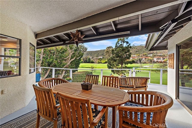 31751 E Nine, Laguna Niguel, CA 92677 - view of patio / terrace featuring outdoor dining space, view of golf course, and a mountain view