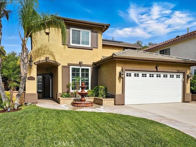 27718 Heartwood Ct, Valencia, CA 91354 - view of front of home featuring stucco siding, a garage, concrete driveway, and a front yard