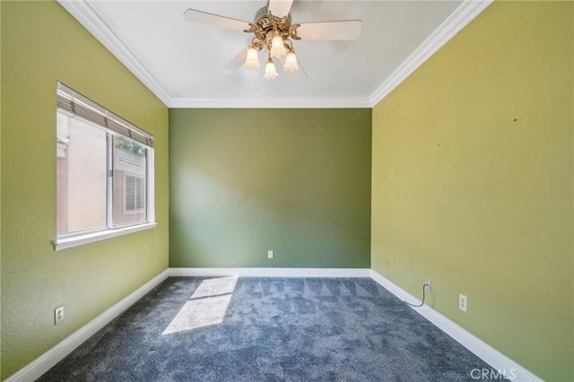 12958 Boston Ave, Chino, CA 91710 - carpeted spare room with a ceiling fan, baseboards, and crown molding