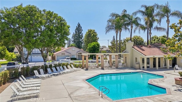12958 Boston Ave, Chino, CA 91710 - community pool featuring a patio area and a pergola
