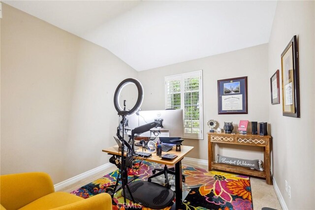 23423 Abbey Glen Pl Unit 30, Valencia, CA 91354 - office area with baseboards and vaulted ceiling