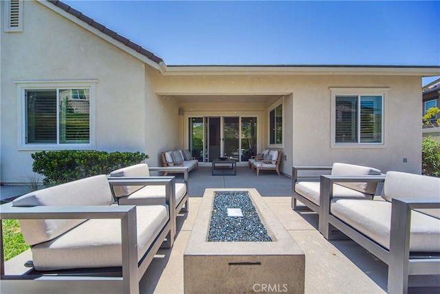 39454 Chamise St, Temecula, CA 92591 - view of patio featuring an outdoor living space with a fire pit