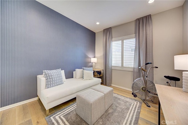 39454 Chamise St, Temecula, CA 92591 - bedroom featuring wood finished floors, baseboards, recessed lighting, and an accent wall