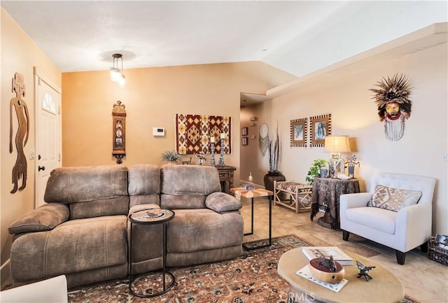 57490 Redondo St, Yucca Valley, CA 92284 - tiled living area featuring lofted ceiling