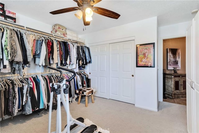 57490 Redondo St, Yucca Valley, CA 92284 - spacious closet featuring carpet floors and ceiling fan
