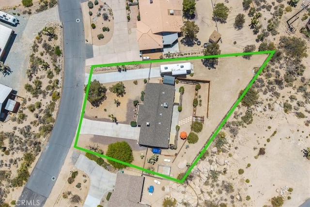 57490 Redondo St, Yucca Valley, CA 92284 - view of property location featuring property parcel outlined and a desert landscape