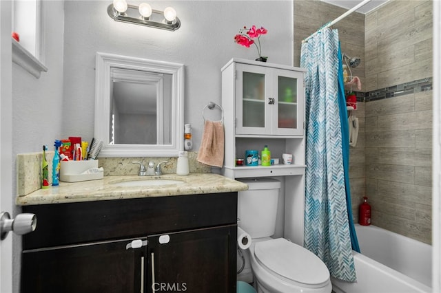 5979 Stanton Ave, Highland, CA 92346 - full bathroom with toilet, vanity, and shower / tub combo