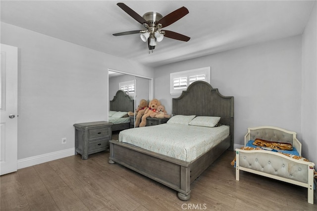 5979 Stanton Ave, Highland, CA 92346 - bedroom featuring wood finished floors, baseboards, and ceiling fan