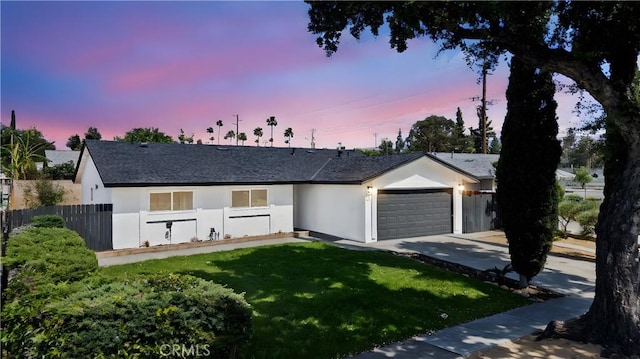 1608 Heron Ct, Redlands, CA 92374 - ranch-style home featuring an attached garage, stucco siding, driveway, and roof with shingles