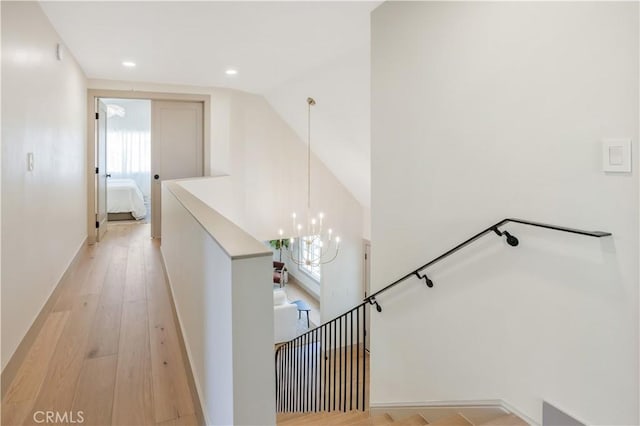 2012 Nantucket Pl, Tustin, CA 92780 - stairway with wood finished floors, a chandelier, lofted ceiling, and recessed lighting