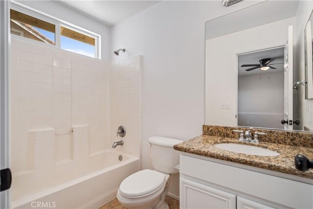2207 Cork Oak St, Palmdale, CA 93551 - bathroom featuring toilet, vanity, bathing tub / shower combination, and ceiling fan