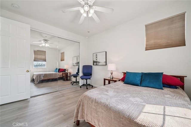 2583 Steeplechase Way, Norco, CA 92860 - bedroom featuring wood finished floors, a closet, a ceiling fan, and baseboards