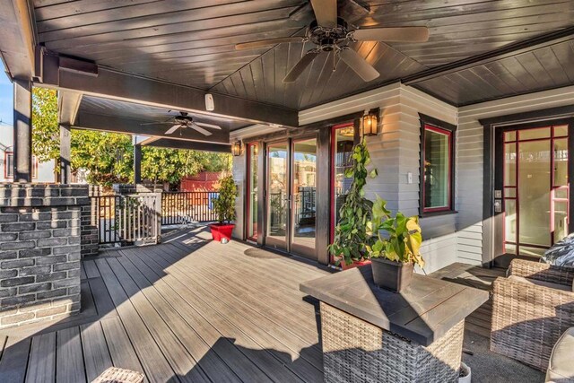 3388 Bancroft St, San Diego, CA 92104 - wooden terrace with a ceiling fan