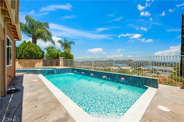 29 Villa Valtelena, Lake Elsinore, CA 92532 - view of swimming pool with an in-ground hot tub and a patio area