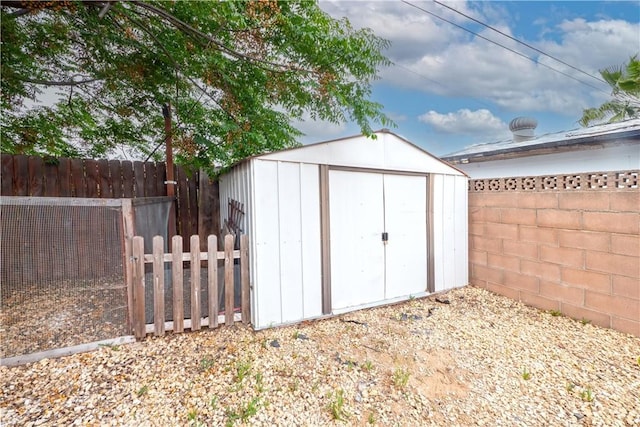 29921 Thornhill Dr, Menifee, CA 92586 - view of shed featuring a fenced backyard