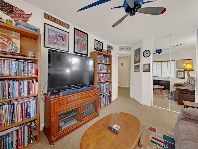 20361 Julia Ln, Saugus, CA 91350 - carpeted living area with ceiling fan