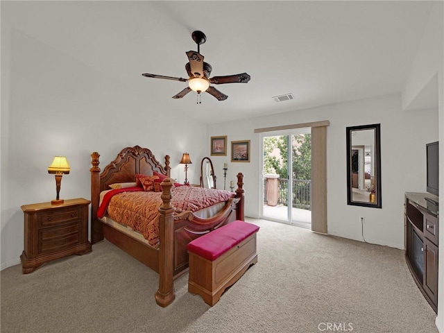20361 Julia Ln, Saugus, CA 91350 - carpeted bedroom with access to outside, baseboards, and ceiling fan