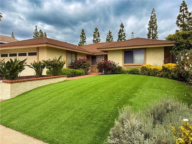 21848 Ute Way, Lake Forest, CA 92630 - ranch-style house featuring an attached garage, a front yard, and stucco siding